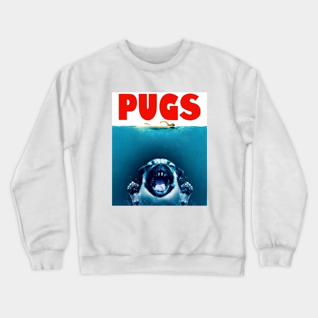 Jaws - Pug Version Crewneck Sweatshirt by NotoriousMedia